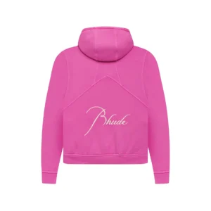 Rhude Full Zip Up Pink Hoodie 2
