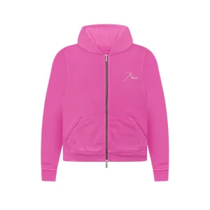 Rhude Full Zip Up Pink Hoodie