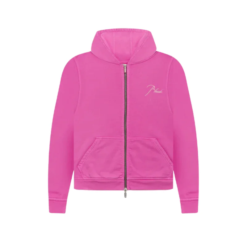 Rhude-Full-Zip-Up-Pink-Hoodie Rhude Full Zip Up Pink Hoodie